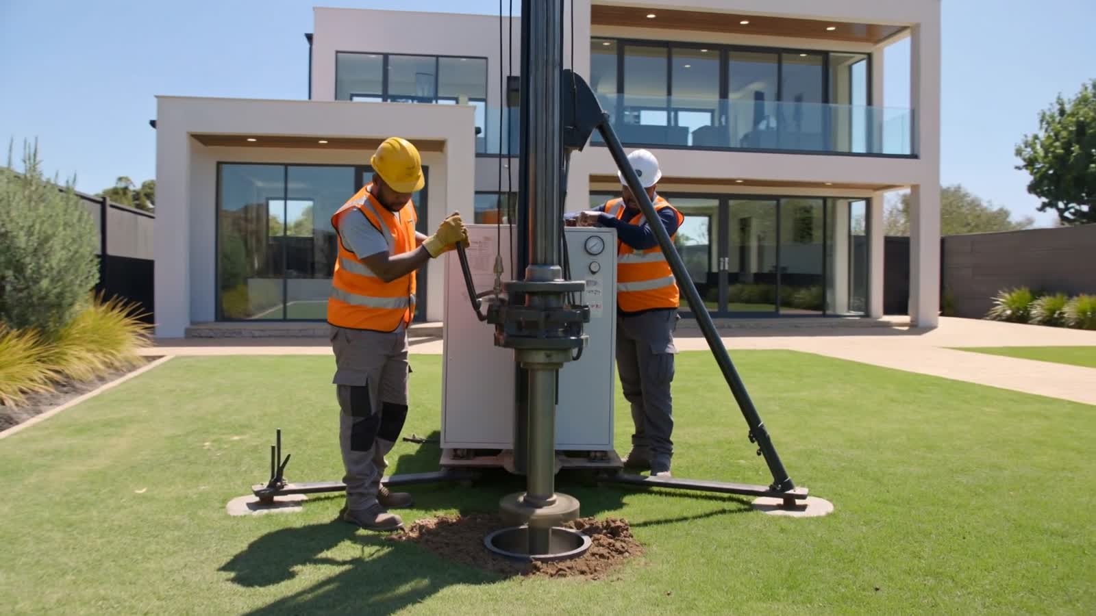 Borehole drilling rig at work on a Cape Town property